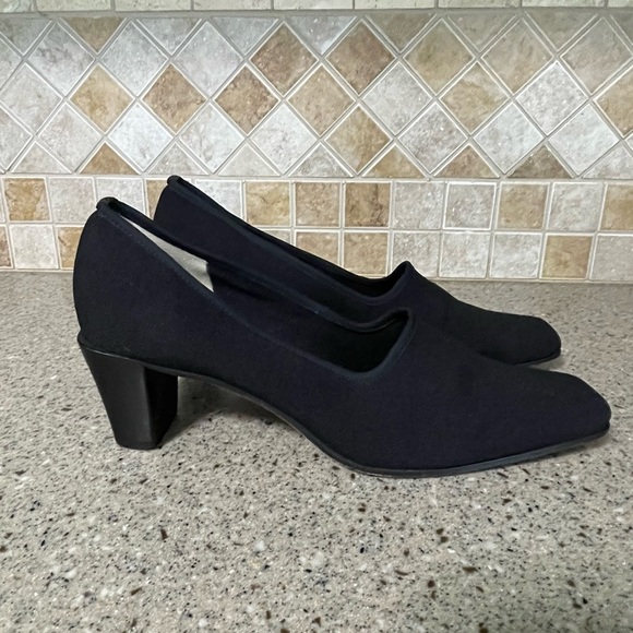 Pancaldi Women’s Square Toe Vintage Black Stretch Fabric Heel Size 10B - Picture 4 of 9